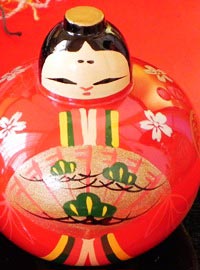 Kokeshi style Ohina-sama with colorful lacquer