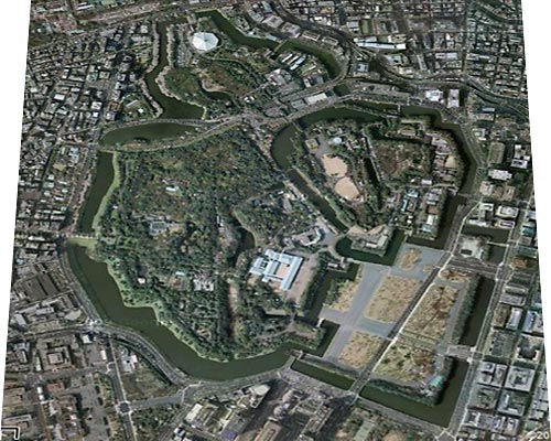 Bird's eye view of the area within the inner moat